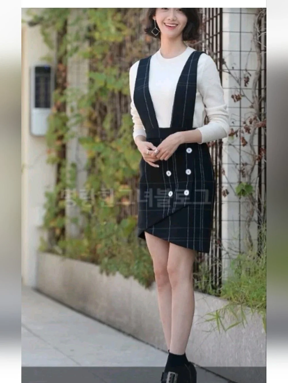 Maje Jola Check Pinafore Mini Dress Navy Windowpane Plaid Wrap Dress eu 40 US 8